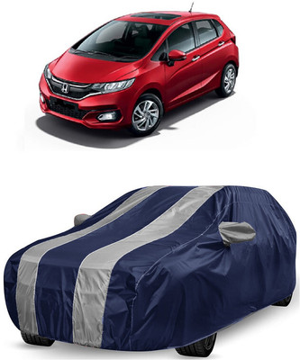 ANTOFY Car Cover For Honda Jazz 1.2 S AT i VTEC (With Mirror Pockets)(White, Blue)