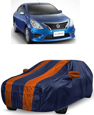 ANTOFY Car Cover For Nissan Almera 1.5 Sport (With Mirror Pockets)(Orange, Blue)