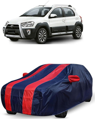 ANTOFY Car Cover For Toyota Etios Cross 1.4L VD Diesel (With Mirror Pockets)(Red, Blue)