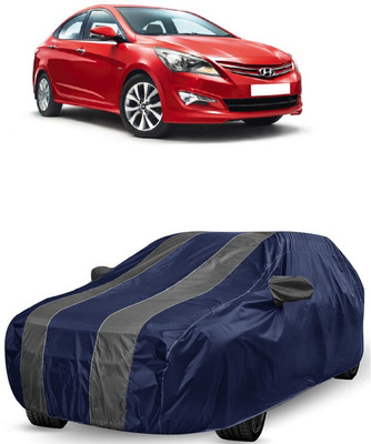 ANTOFY Car Cover For Hyundai Verna Fluidic DTHR (With Mirror Pockets)(Grey, Blue)