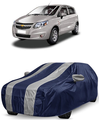 ANTOFY Car Cover For Chevrolet Uva Split (With Mirror Pockets)(White, Blue)