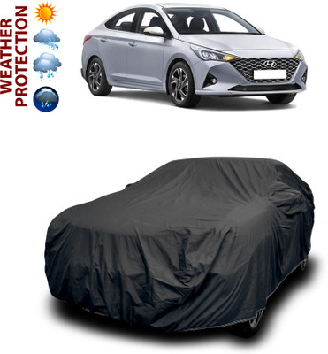 PAGORA Car Cover For Hyundai Verna (With Mirror Pockets)(Black)