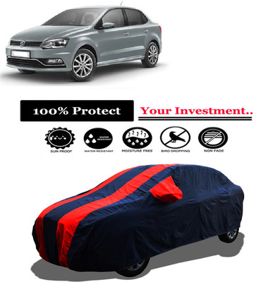Amexride Car Cover For Volkswagen Ameo 1.5 TDI Trendline Diesel (With Mirror Pockets)(Red)