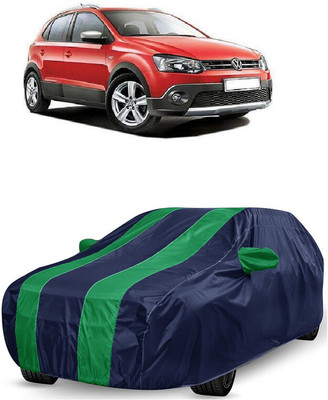 ANTOFY Car Cover For Volkswagen Polo Cross (With Mirror Pockets)(Green, Blue)