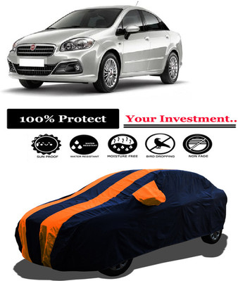 Amexride Car Cover For Fiat Linea Power Up 1.3 Dynamic Diesel (With Mirror Pockets)(Orange)