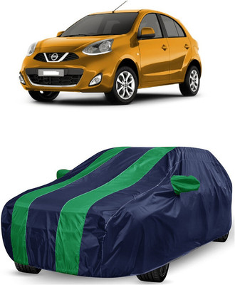 ANTOFY Car Cover For Nissan Micra (With Mirror Pockets)(Green, Blue)