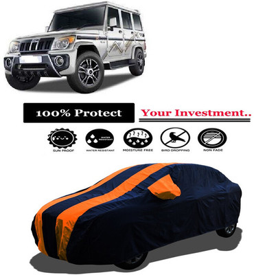 Amexride Car Cover For Mahindra Bolero LX NON AC BS3 (With Mirror Pockets)(Orange)