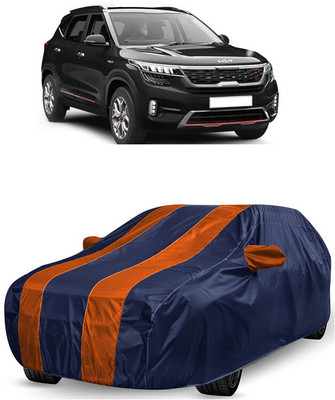ANTOFY Car Cover For Kia Seltos GTX Plus AT D Diesel (With Mirror Pockets)(Orange, Blue)