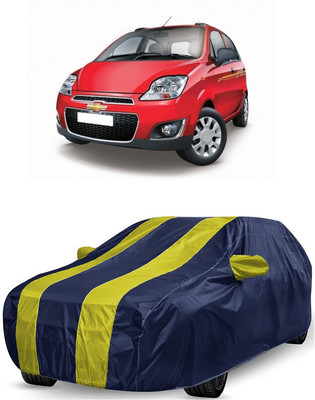 ANTOFY Car Cover For Chevrolet Spark (With Mirror Pockets)(Yellow, Blue)