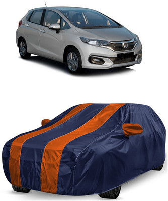 ANTOFY Car Cover For Honda Jazz Exclusive CVT Petrol (With Mirror Pockets)(Orange, Blue)