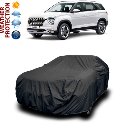 PAGORA Car Cover For Hyundai Alcazar (With Mirror Pockets)(Black)