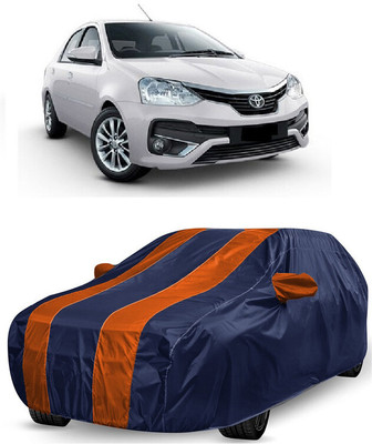 ANTOFY Car Cover For Toyota Etios V (With Mirror Pockets)(Orange, Blue)