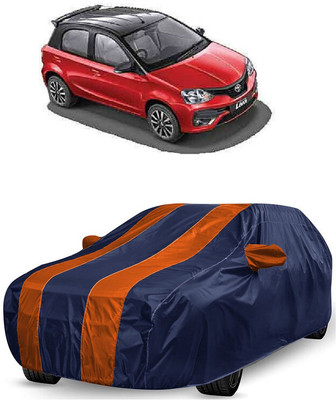 ANTOFY Car Cover For Toyota Etios Liva 1.2 VX Petrol (With Mirror Pockets)(Orange, Blue)