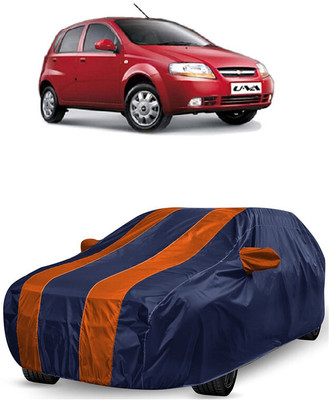 ANTOFY Car Cover For Chevrolet Aveo Uva (With Mirror Pockets)(Orange, Blue)