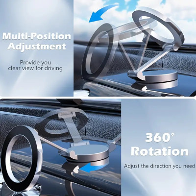 IMMUTABLE 1080-Angle Rotating Folding Magnetic Phone Holder Dashboard WSR15 Mobile Holder