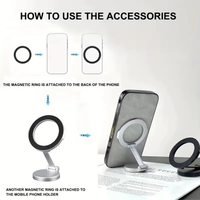 IMMUTABLE 1080-Angle Rotating Folding Magnetic Phone Holder Dashboard WSR11 Mobile Holder