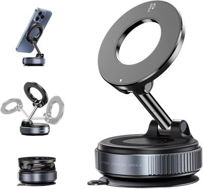 RHONNIUM Foldable Portable Vacuum Magnetic Car Phone Holder Mobile Holder