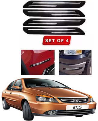 RONISH Microfibre, Silicone, Stainless Steel, Rubber Car Bumper Guard(Black, Silver, Pack of 4, Tata, Universal For Car)