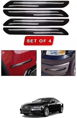 RONISH Microfibre, Silicone, Stainless Steel, Rubber Car Bumper Guard(Black, Silver, Pack of 4, Audi, Universal For Car)