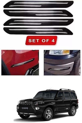 RONISH Microfibre, Silicone, Stainless Steel, Rubber Car Bumper Guard(Black, Silver, Pack of 4, Mahindra, Universal For Car)