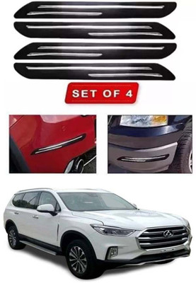 RONISH Microfibre, Silicone, Stainless Steel, Rubber Car Bumper Guard(Black, Silver, Pack of 4, MG, Universal For Car)