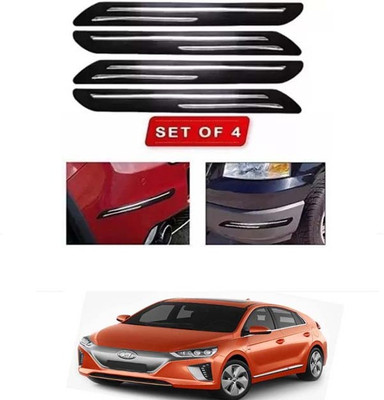 RONISH Microfibre, Silicone, Stainless Steel, Rubber Car Bumper Guard(Black, Silver, Pack of 4, Hyundai, Universal For Car)