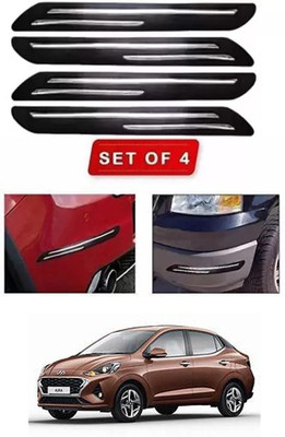 RONISH Microfibre, Silicone, Stainless Steel, Rubber Car Bumper Guard(Black, Silver, Pack of 4, Hyundai, Universal For Car)