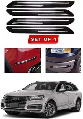 RONISH Microfibre, Silicone, Stainless Steel, Rubber Car Bumper Guard(Black, Silver, Pack of 4, Audi, Universal For Car)