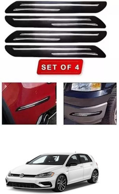 RONISH Microfibre, Silicone, Stainless Steel, Rubber Car Bumper Guard(Black, Silver, Pack of 4, Volkswagen, Universal For Car)