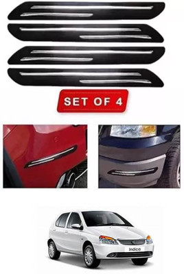 RONISH Microfibre, Silicone, Stainless Steel, Rubber Car Bumper Guard(Black, Silver, Pack of 4, Tata, Universal For Car)