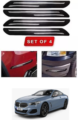 RONISH Microfibre, Silicone, Stainless Steel, Rubber Car Bumper Guard(Black, Silver, Pack of 4, BMW, Universal For Car)