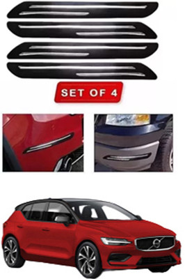RONISH Microfibre, Silicone, Stainless Steel, Rubber Car Bumper Guard(Black, Pack of 4, Volvo, V40)