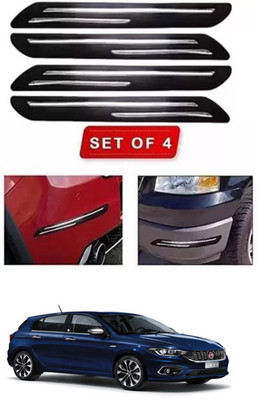 RONISH Microfibre, Silicone, Stainless Steel, Rubber Car Bumper Guard(Black, Silver, Pack of 4, Fiat, Universal For Car)