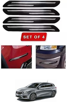 RONISH Microfibre, Silicone, Stainless Steel, Rubber Car Bumper Guard(Black, Silver, Pack of 4, Fiat, Universal For Car)