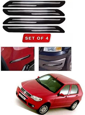 RONISH Microfibre, Silicone, Stainless Steel, Rubber Car Bumper Guard(Black, Silver, Pack of 4, Fiat, Universal For Car)