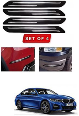 RONISH Microfibre, Silicone, Stainless Steel, Rubber Car Bumper Guard(Black, Silver, Pack of 4, BMW, 320D)