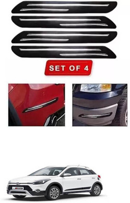 RONISH Microfibre, Silicone, Stainless Steel, Rubber Car Bumper Guard(Black, Silver, Pack of 4, Hyundai, Universal For Car)