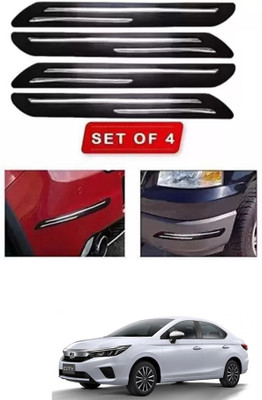 RONISH Microfibre, Silicone, Stainless Steel, Rubber Car Bumper Guard(Black, Silver, Pack of 4, Honda, Universal For Car)