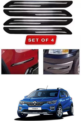 RONISH Microfibre, Silicone, Stainless Steel, Rubber Car Bumper Guard(Black, Silver, Pack of 4, Renault, Universal For Car)