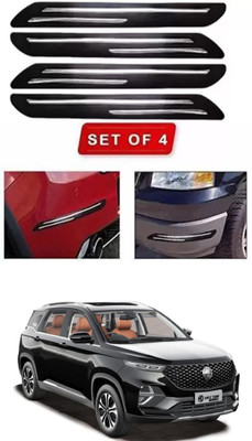 RONISH Microfibre, Silicone, Stainless Steel, Rubber Car Bumper Guard(Black, Silver, Pack of 4, MG, Universal For Car)