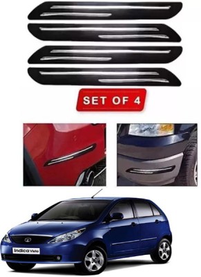 RONISH Microfibre, Silicone, Stainless Steel, Rubber Car Bumper Guard(Black, Silver, Pack of 4, Tata, Indica Vista)