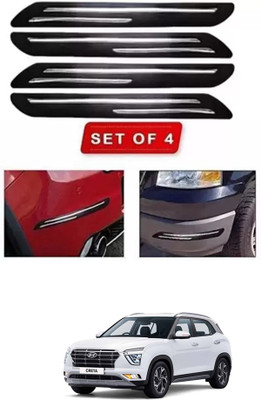 RONISH Microfibre, Silicone, Stainless Steel, Rubber Car Bumper Guard(Black, Silver, Pack of 4, Hyundai, Universal For Car)