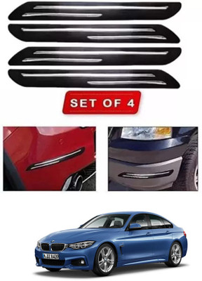 RONISH Microfibre, Silicone, Stainless Steel, Rubber Car Bumper Guard(Black, Silver, Pack of 4, BMW, Universal For Car)