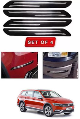 RONISH Microfibre, Silicone, Stainless Steel, Rubber Car Bumper Guard(Black, Silver, Pack of 4, Volkswagen, Passat)