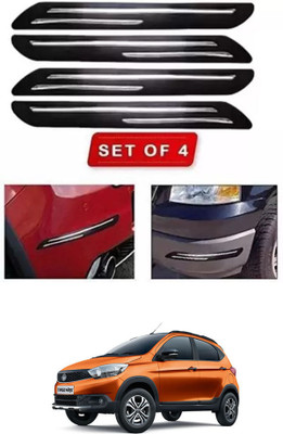 RONISH Microfibre, Silicone, Stainless Steel, Rubber Car Bumper Guard(Black, Silver, Pack of 4, Tata, Universal For Car)