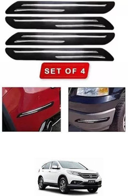 RONISH Microfibre, Silicone, Stainless Steel, Rubber Car Bumper Guard(Black, Silver, Pack of 4, Maruti, CR-V)