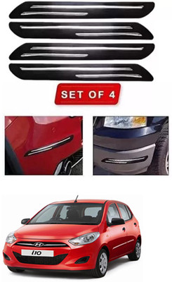 RONISH Microfibre, Silicone, Stainless Steel, Rubber Car Bumper Guard(Black, Silver, Pack of 4, Hyundai, i10)