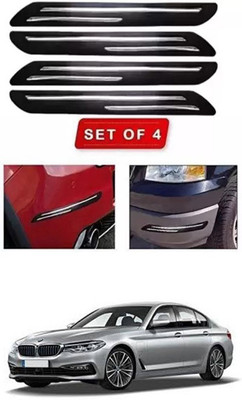 RONISH Microfibre, Silicone, Stainless Steel, Rubber Car Bumper Guard(Black, Silver, Pack of 4, BMW, Universal For Car)