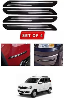 RONISH Microfibre, Silicone, Stainless Steel, Rubber Car Bumper Guard(Black, Silver, Pack of 4, Mahindra, Quanto)