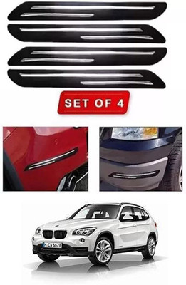 RONISH Microfibre, Silicone, Stainless Steel, Rubber Car Bumper Guard(Black, Silver, Pack of 4, BMW, X1)